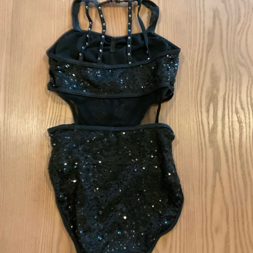 balera Black Sequin Strappy Dance Leotard - Picture 2 of 2